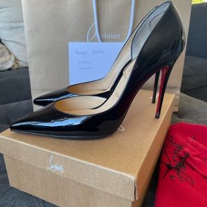 Christian Louboutin Iriza, black patent leather, size 42 (US 12), 100mm